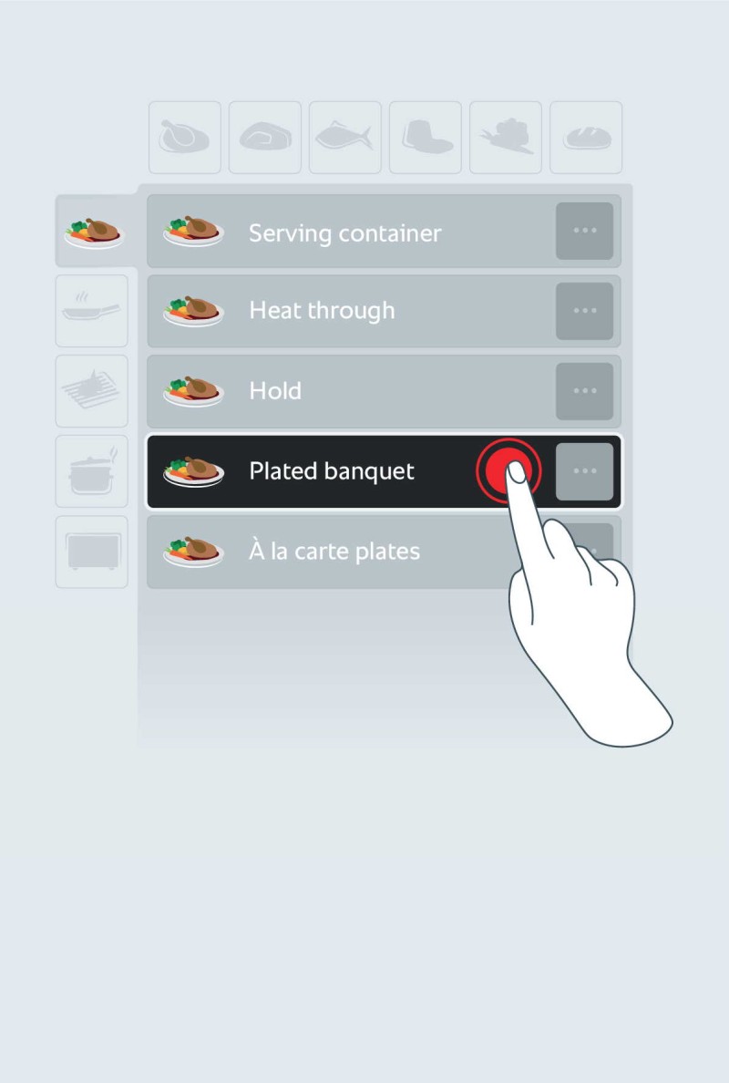 A digital interface displaying options for food preparation, including 